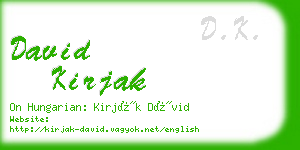 david kirjak business card